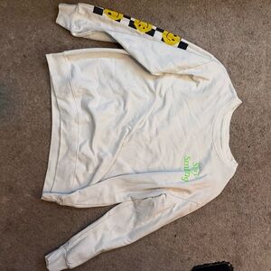 White Sweatshirt with Smiley Faces